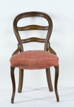 Load image into Gallery viewer, Antique Balloon Back Side Chair – Carved Wood Frame with Rose Damask Upholstery
