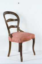Load image into Gallery viewer, Antique Balloon Back Side Chair – Carved Wood Frame with Rose Damask Upholstery

