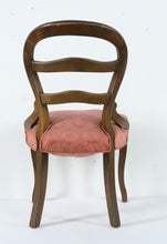 Load image into Gallery viewer, Antique Balloon Back Side Chair – Carved Wood Frame with Rose Damask Upholstery
