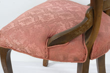 Load image into Gallery viewer, Antique Balloon Back Side Chair – Carved Wood Frame with Rose Damask Upholstery
