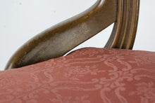 Load image into Gallery viewer, Antique Balloon Back Side Chair – Carved Wood Frame with Rose Damask Upholstery
