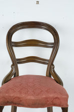 Load image into Gallery viewer, Antique Balloon Back Side Chair – Carved Wood Frame with Rose Damask Upholstery
