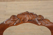Load image into Gallery viewer, Victorian-Style Carved Balloon Back Chair – Leaf &amp; Acorn Detail, Striped Upholstery
