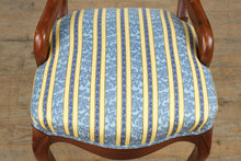 Load image into Gallery viewer, Victorian-Style Carved Balloon Back Chair – Leaf &amp; Acorn Detail, Striped Upholstery
