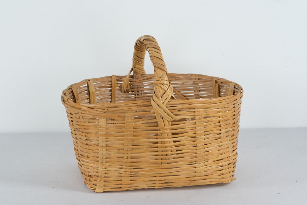 Large Woven Wicker Basket with Handle – Rustic Natural Storage or Decorative Basket (17