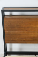 Load image into Gallery viewer, Modern Bamboo &amp; Metal Queen Platform Bed with USB Ports &amp; Headboard Shelf
