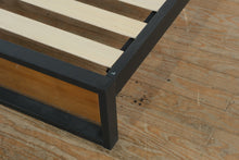 Load image into Gallery viewer, Modern Bamboo &amp; Metal Queen Platform Bed with USB Ports &amp; Headboard Shelf
