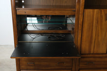 Load image into Gallery viewer, Vintage Three-Piece Modular Wood Wall Unit with Bar Cabinet and Display Shelves
