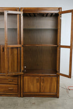 Load image into Gallery viewer, Vintage Three-Piece Modular Wood Wall Unit with Bar Cabinet and Display Shelves
