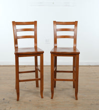 Load image into Gallery viewer, Solid Wood Bar Height Bar Stools Set of 2 30.5 Inch Seat
