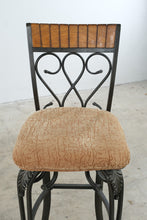 Load image into Gallery viewer, Pair of Swivel Bar Height Metal and Wood Bar Stools
