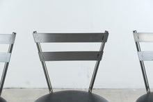 Load image into Gallery viewer, Set of Four Amisco Metal Bar Stools with Black Upholstered Seats
