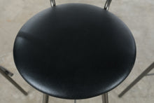 Load image into Gallery viewer, Set of Four Amisco Metal Bar Stools with Black Upholstered Seats
