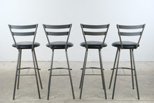 Load image into Gallery viewer, Set of Four Amisco Metal Bar Stools with Black Upholstered Seats
