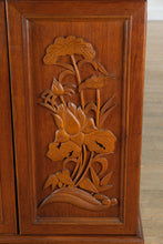 Load image into Gallery viewer, Exquisite Carved Oriental Flip-Top Bar Cabinet – Green Stone Inlay Top – Rare Multi-Use Liquor &amp; Wine Storage
