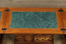 Load image into Gallery viewer, Exquisite Carved Oriental Flip-Top Bar Cabinet – Green Stone Inlay Top – Rare Multi-Use Liquor &amp; Wine Storage
