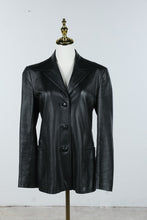 Load image into Gallery viewer, Barberini Moda Italian Black Leather Blazer Jacket Size 48
