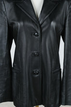 Load image into Gallery viewer, Barberini Moda Italian Black Leather Blazer Jacket Size 48
