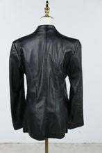 Load image into Gallery viewer, Barberini Moda Italian Black Leather Blazer Jacket Size 48
