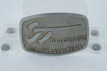 Load image into Gallery viewer, 1992 Barcelona Olympics U.S. Shooting Team Belt Buckle – Official Commemorative Pewter

