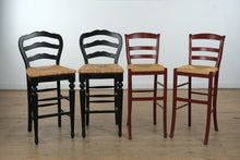 Load image into Gallery viewer, One-of-a-Kind Rustic Round Bar Table with Mixed Designer Bar Stools Set
