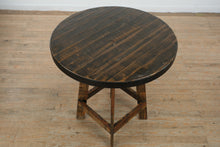 Load image into Gallery viewer, One-of-a-Kind Rustic Round Bar Table with Mixed Designer Bar Stools Set
