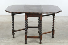 Load image into Gallery viewer, Antique Oak Barley Twist Gateleg Drop Leaf Table
