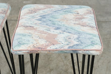 Load image into Gallery viewer, Postmodern Counter Height Bar Stools Hairpin Legs Pastel Upholstery Pair
