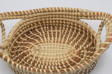 Load image into Gallery viewer, Handwoven Pine Needle Basket Double Handle Oval Decorative 11 Inch
