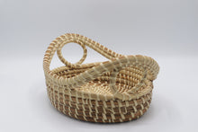 Load image into Gallery viewer, Handwoven Pine Needle Basket Double Handle Oval Decorative 11 Inch
