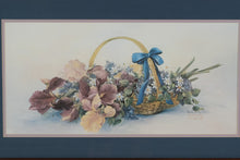 Load image into Gallery viewer, Framed Glynda Turley Limited Edition Print “Iris Basket II” – Floral Still Life with Blue Ribbon
