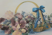 Load image into Gallery viewer, Framed Glynda Turley Limited Edition Print “Iris Basket II” – Floral Still Life with Blue Ribbon
