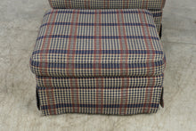 Load image into Gallery viewer, Bassett Furniture Plaid Armchair &amp; Matching Ottoman – Navy Red &amp; Cream
