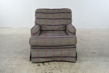 Load image into Gallery viewer, Bassett Furniture Plaid Armchair &amp; Matching Ottoman – Navy Red &amp; Cream

