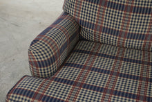 Load image into Gallery viewer, Bassett Furniture Plaid Armchair &amp; Matching Ottoman – Navy Red &amp; Cream
