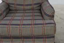Load image into Gallery viewer, Bassett Furniture Plaid Armchair &amp; Matching Ottoman – Navy Red &amp; Cream
