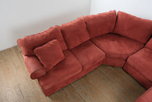 Load image into Gallery viewer, Bauhaus Microfiber Sectional Sofa Rust Red Modular Sofa with Ottoman
