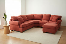 Load image into Gallery viewer, Bauhaus Microfiber Sectional Sofa Rust Red Modular Sofa with Ottoman
