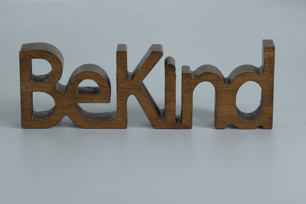 “Be Kind” Tabletop Sign – Wood-Look Composite Decorative Word Art