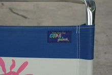 Load image into Gallery viewer, Copa Plus Vintage Folding Beach Chairs Pair Blue Stripe Aluminum Wood Arms
