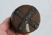 Load image into Gallery viewer, Antique Wooden &amp; Iron Barrel Band Measure – “Brocher 192 NT” Primitive Industrial Tool
