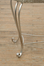 Load image into Gallery viewer, Silver Glam Scroll-Leg Console Table with Glitter Inlay &amp; Glass Accents

