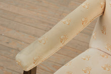 Load image into Gallery viewer, Upholstered Armchair with Bee Motif Fabric &amp; Solid Wood Frame
