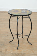 Load image into Gallery viewer, Hand-Painted Sunflower &amp; Bee Accent Table – 14” Round x 20” Tall
