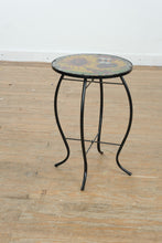 Load image into Gallery viewer, Hand-Painted Sunflower &amp; Bee Accent Table – 14” Round x 20” Tall
