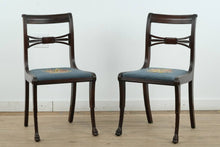 Load image into Gallery viewer, Pair of Regency Chairs with Carved Hoofed Feet - Brand New Toile Upholstery
