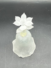 Load image into Gallery viewer, Vintage Balos 1980 Handmade Frosted Glass Flower Handle Bell Ruffled Rim

