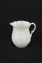 Load image into Gallery viewer, Belleek Ireland White Porcelain Cream Pitcher Embossed Floral Design
