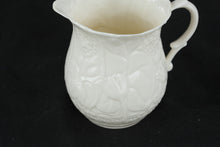 Load image into Gallery viewer, Belleek Ireland White Porcelain Cream Pitcher Embossed Floral Design
