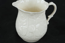 Load image into Gallery viewer, Belleek Ireland White Porcelain Cream Pitcher Embossed Floral Design
